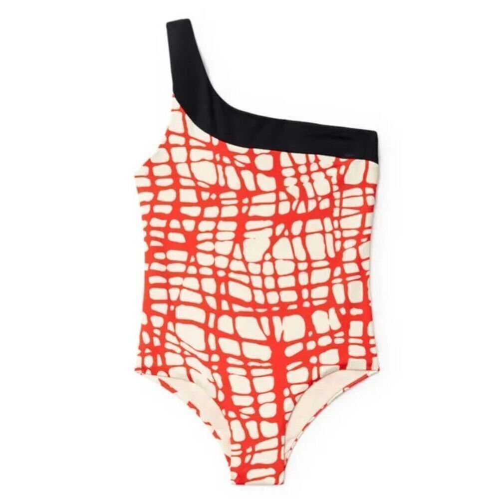 NWT Little Creative Factory Asymmetric One Shoulder One Piece Swimsuit Girls 10